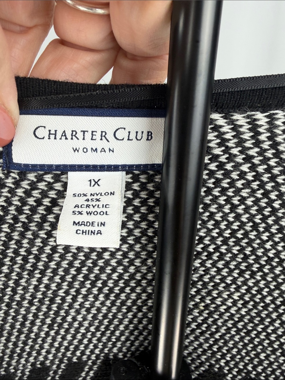 Charter Club Plaid Open Front Cardigan Duster 1X Wool Blend - Picture 2 of 7